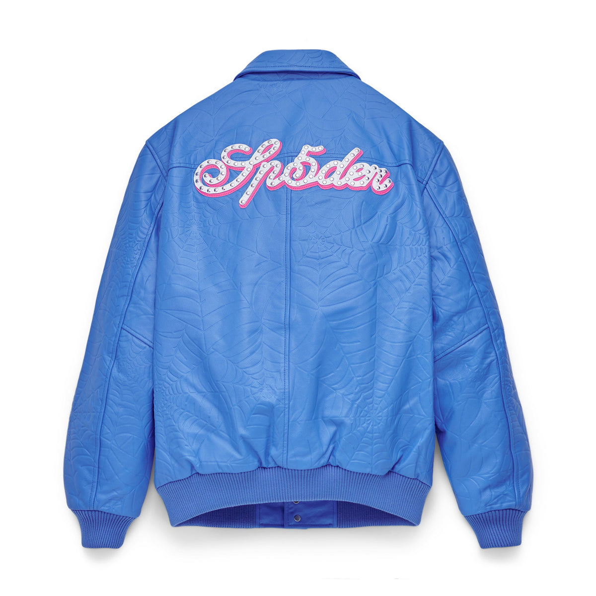 Sp5der Debossed WEB Leather Jacket