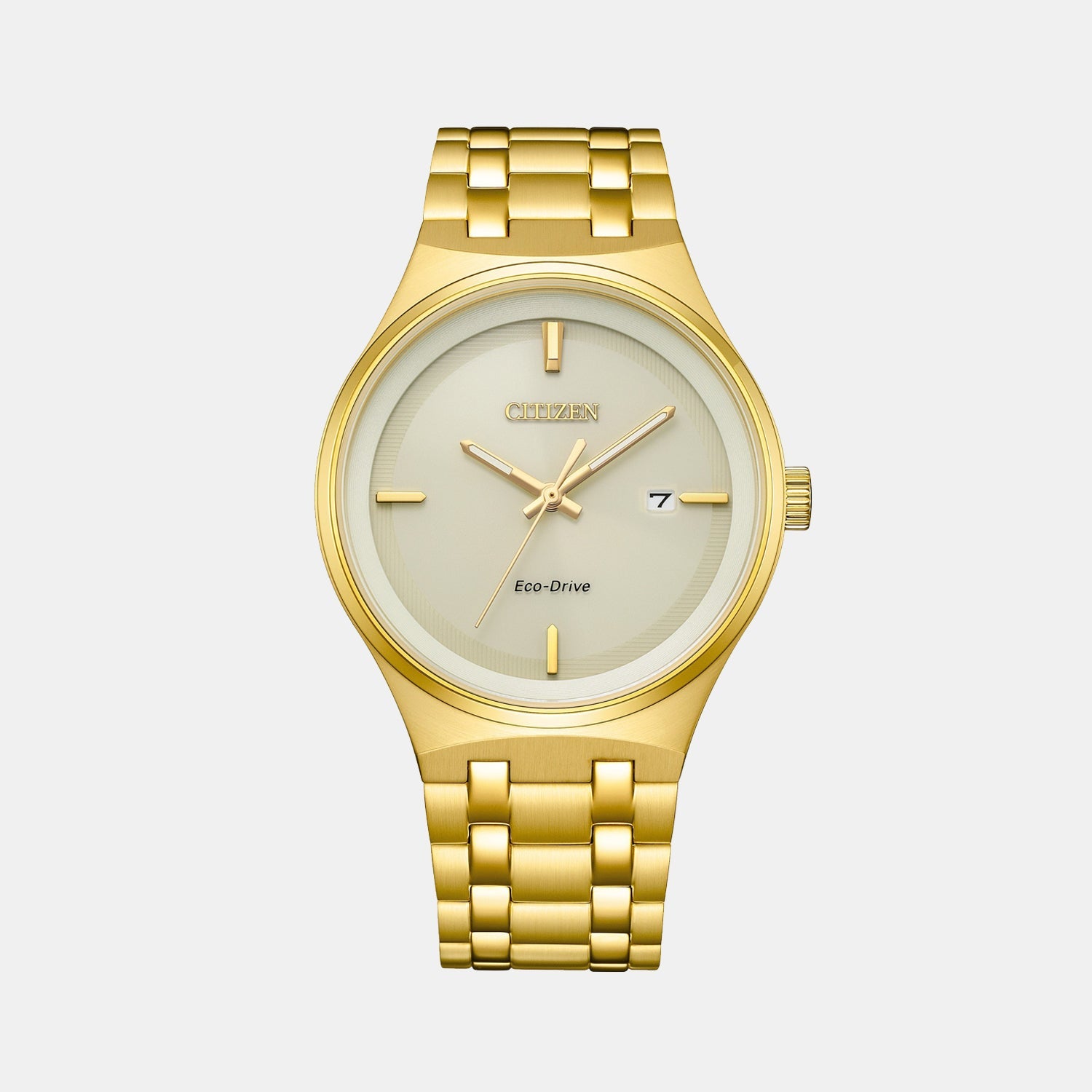 Citizen Axiom Men Quartz Champagne Dial Analog Stainless Steel Watch Bm7652-52P