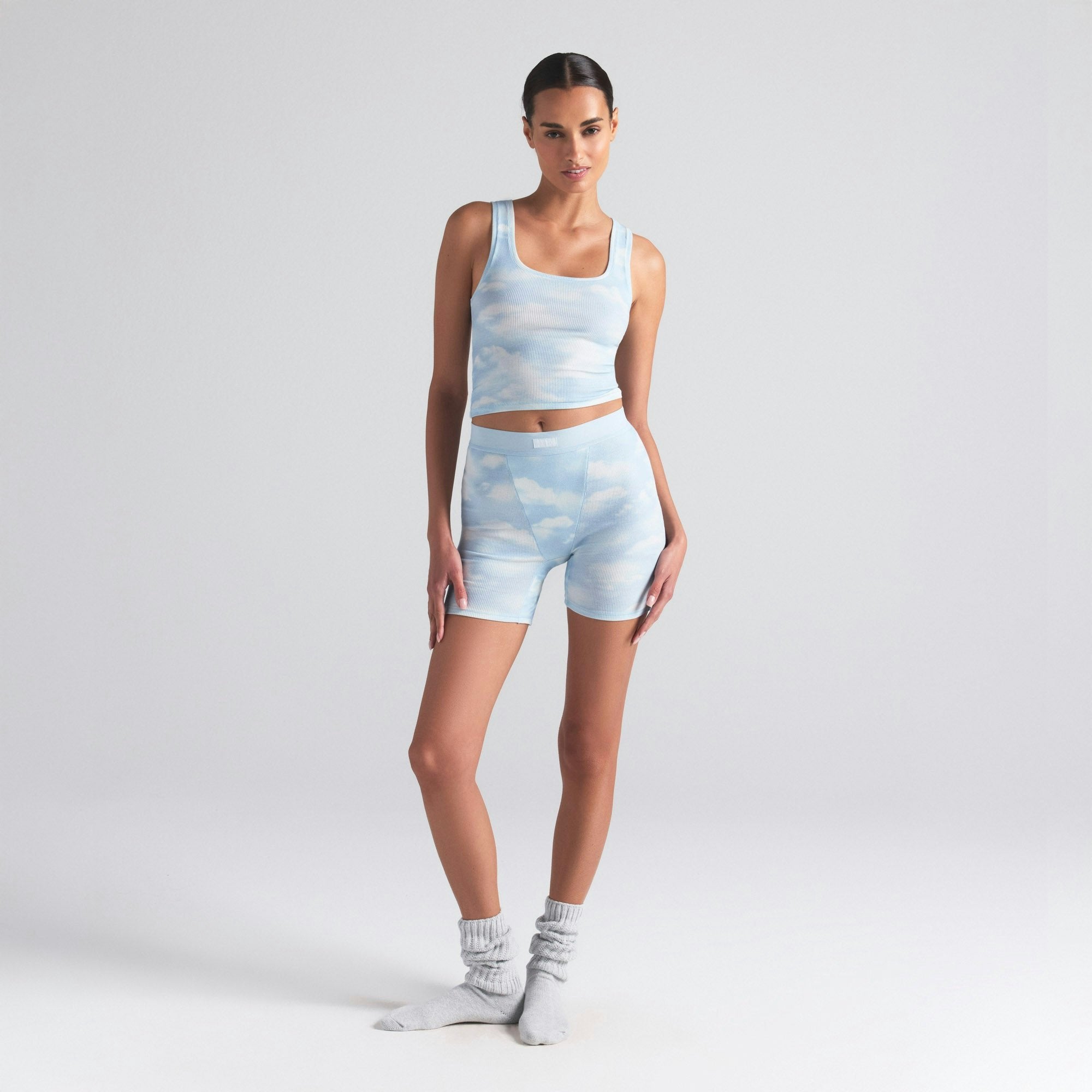 Skims Cotton Rib Boxer 3-Pack Blue Quartz Cloud Multi