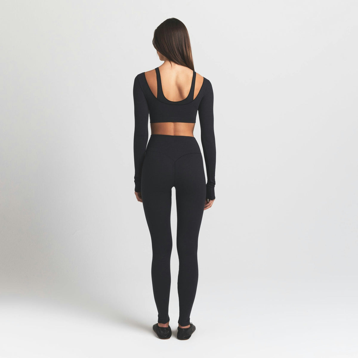 Skims Wool Rib High-Waisted Legging Obsidian