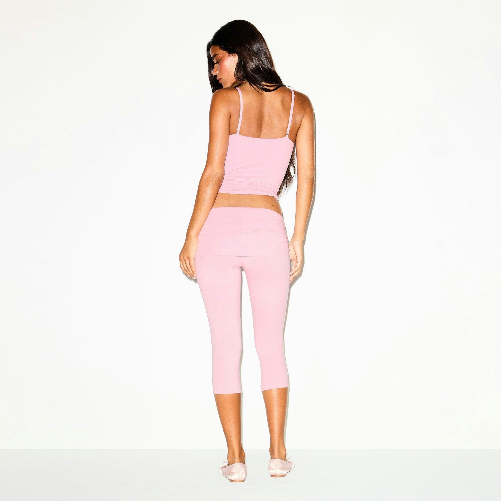 Skims Cotton Jersey Foldover Capri Halite