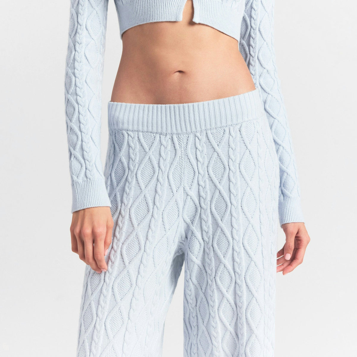 Skims Sweater Knits Cable Knit Straight Leg Pant Zen Blue