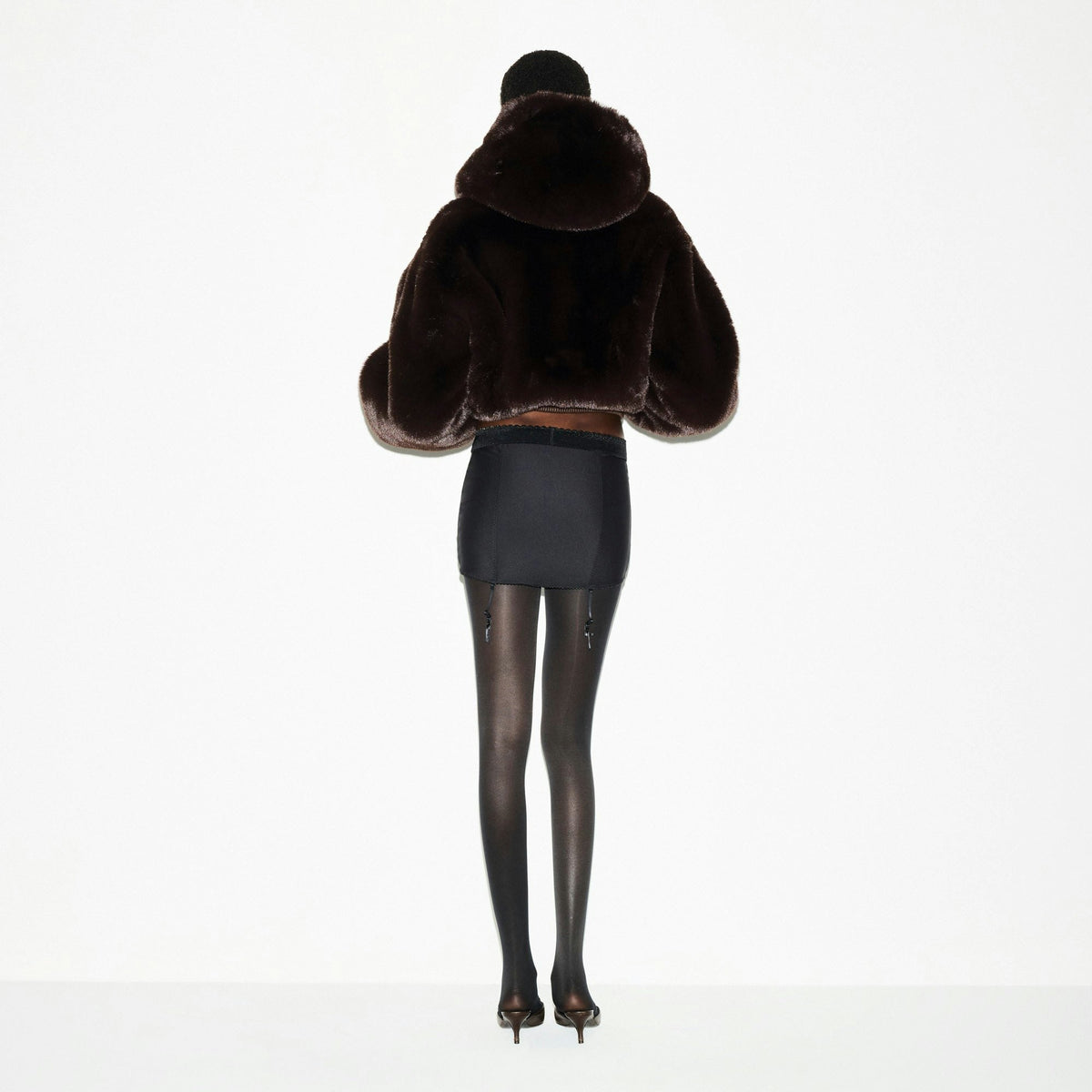 Skims Body Mini Garter Skirt in Onyx, detail