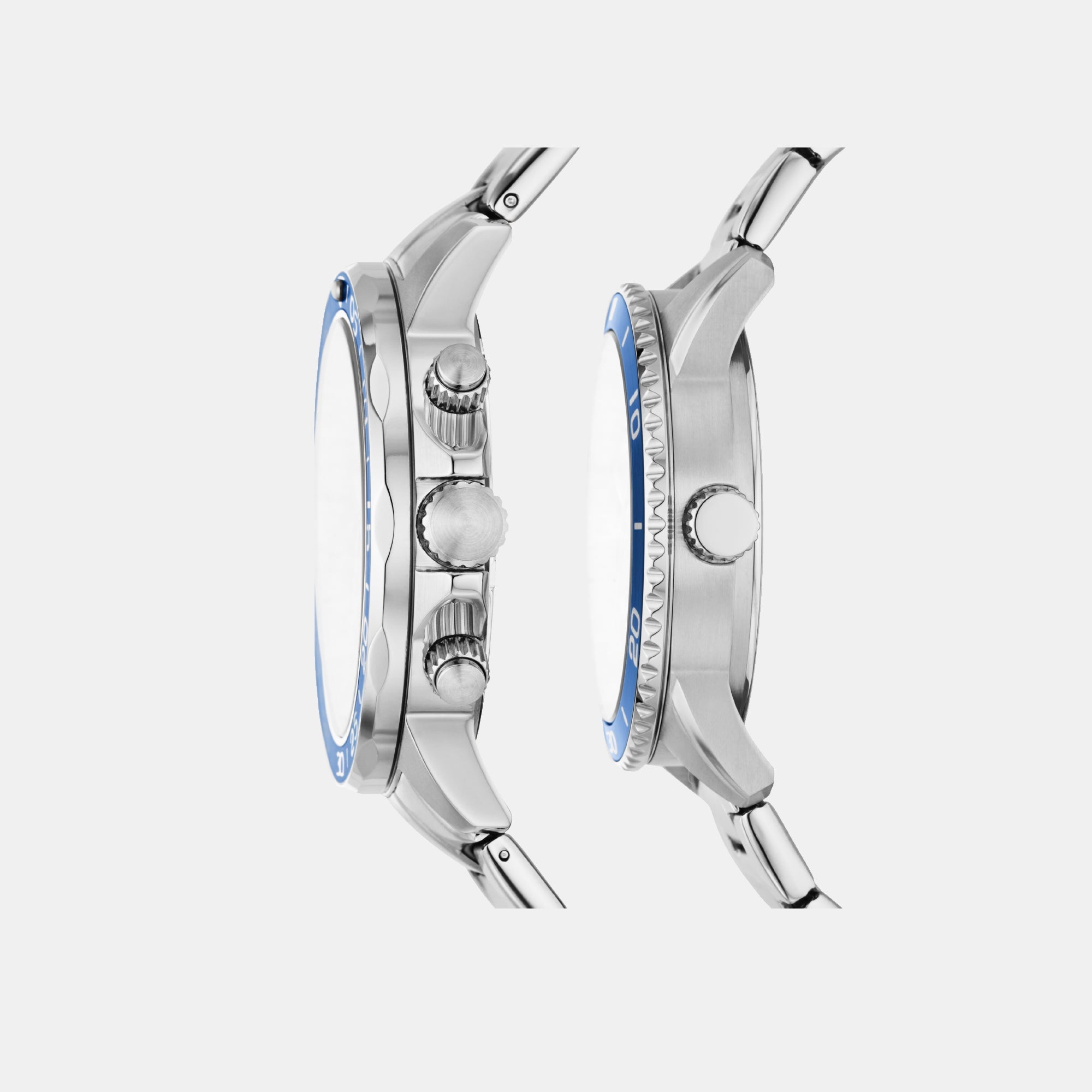 Fossil Bannon Couple Quartz Blue Dial Multi-Function Stainless Steel Watch Bq2828Set