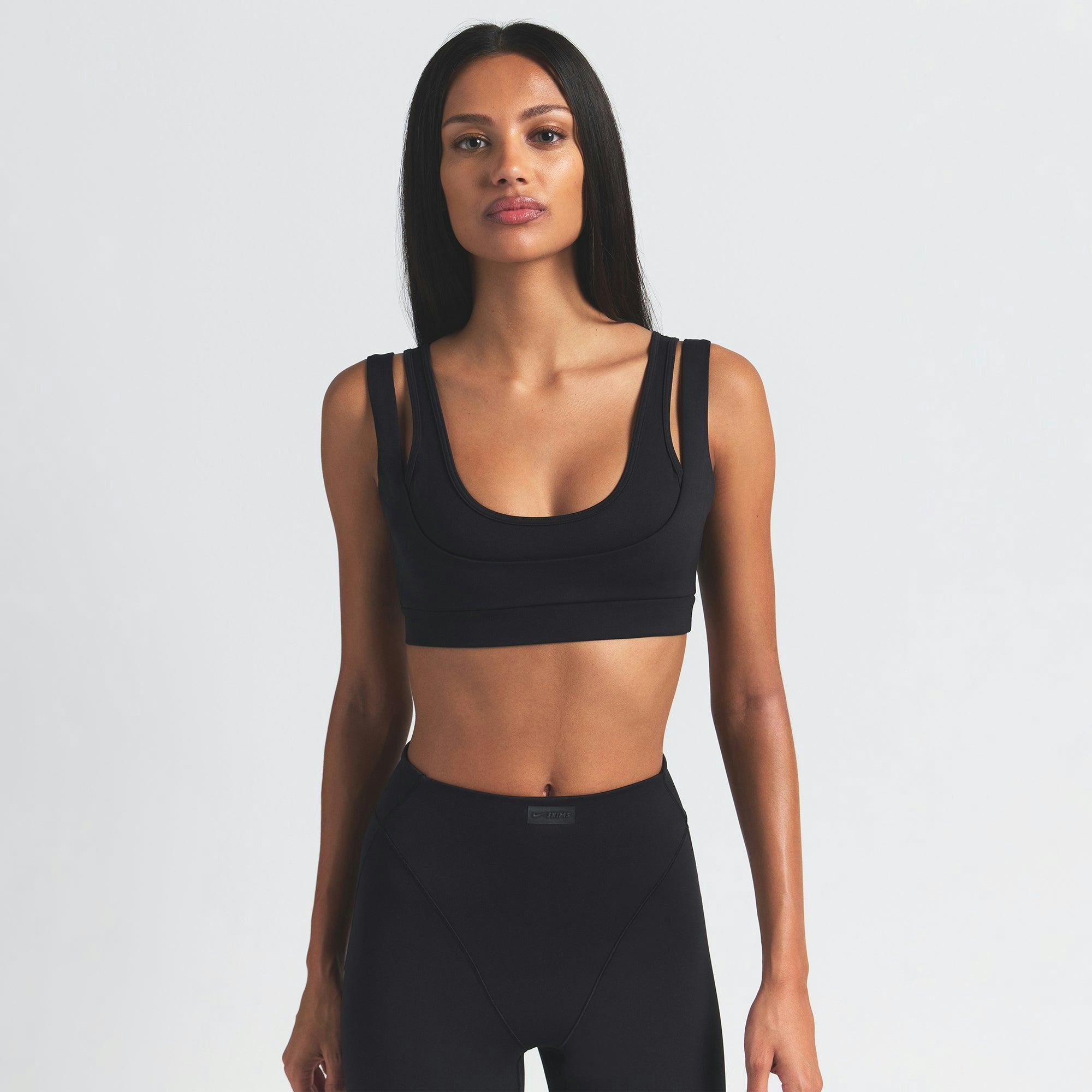 Skims Nikeskims Matte Double Strap Scoop Bra Obsidian