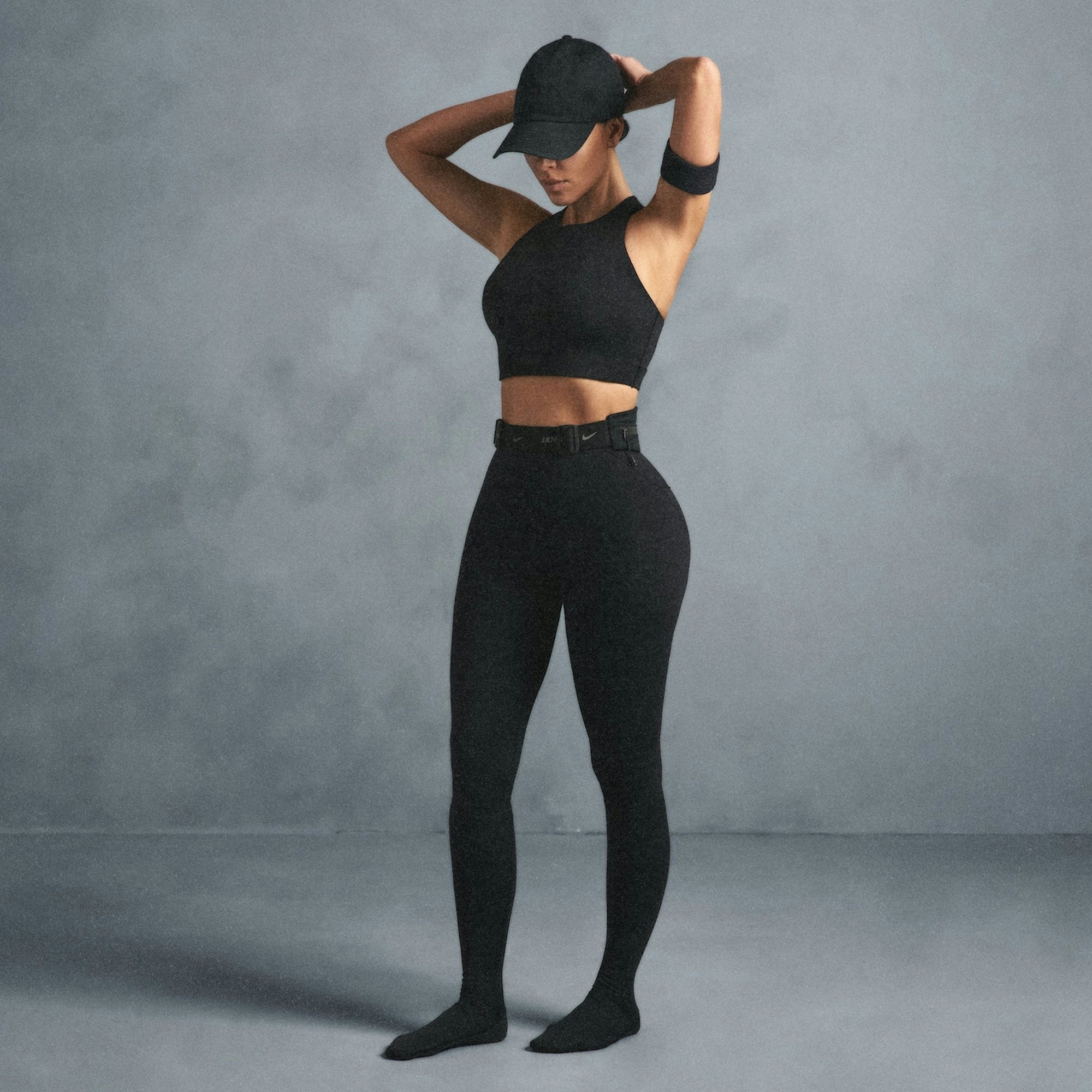 Skims Nikeskims Shine High Neck Bra Obsidian