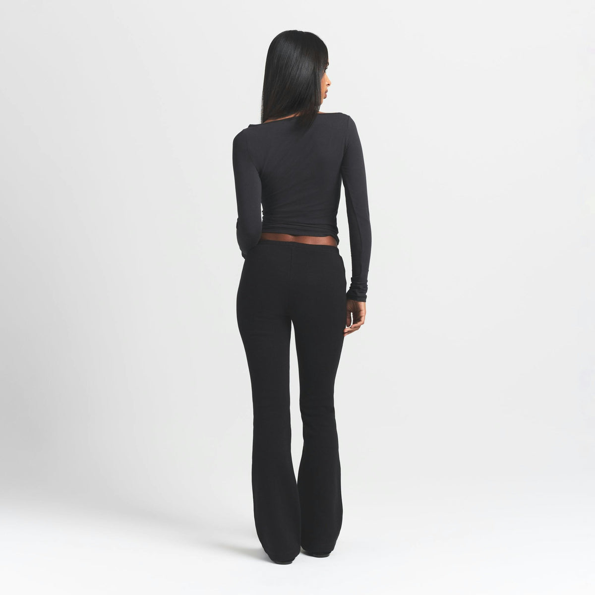 Skims Cotton Fleece Slim Pant Onyx