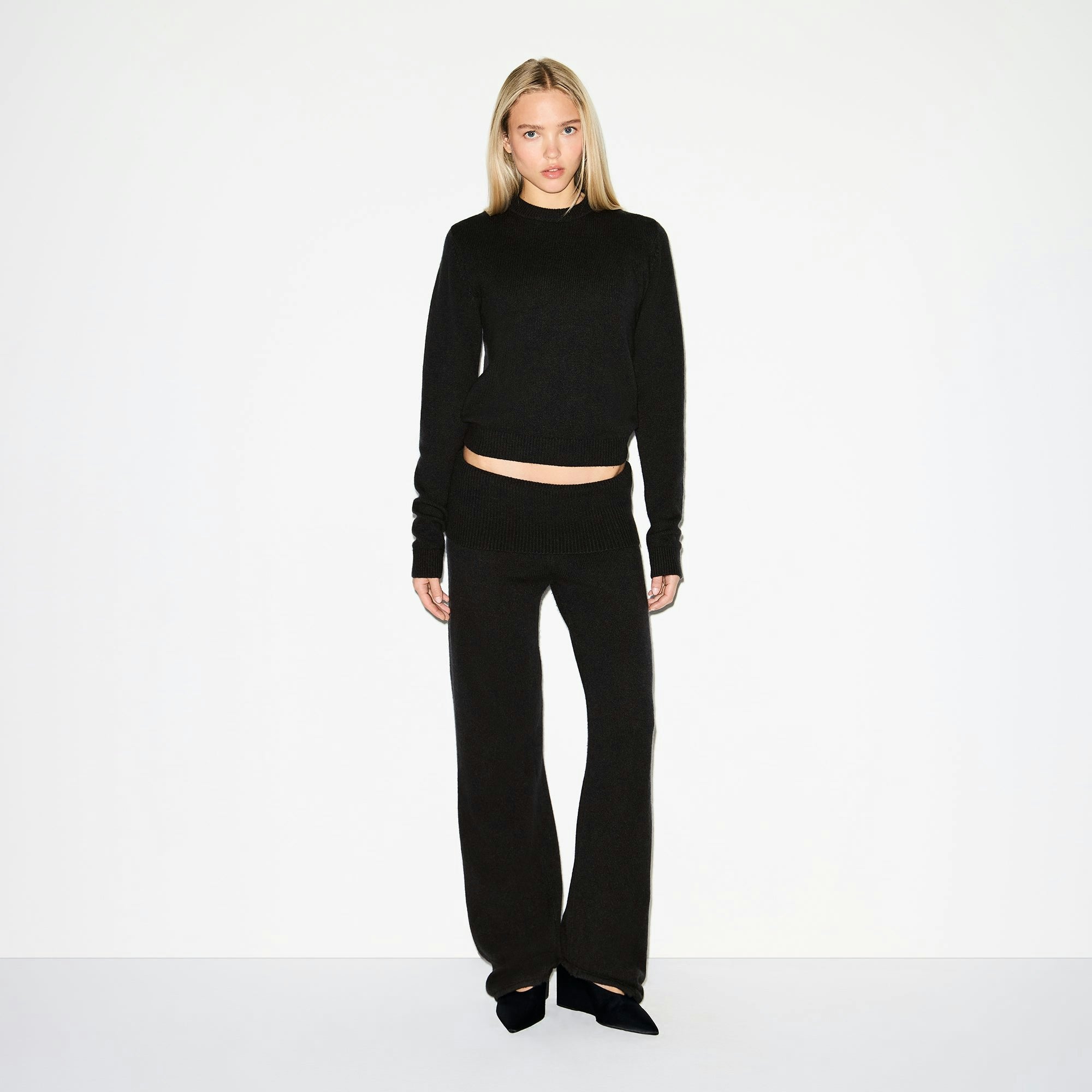 Skims Wool Cashmere Foldover Pant Onyx