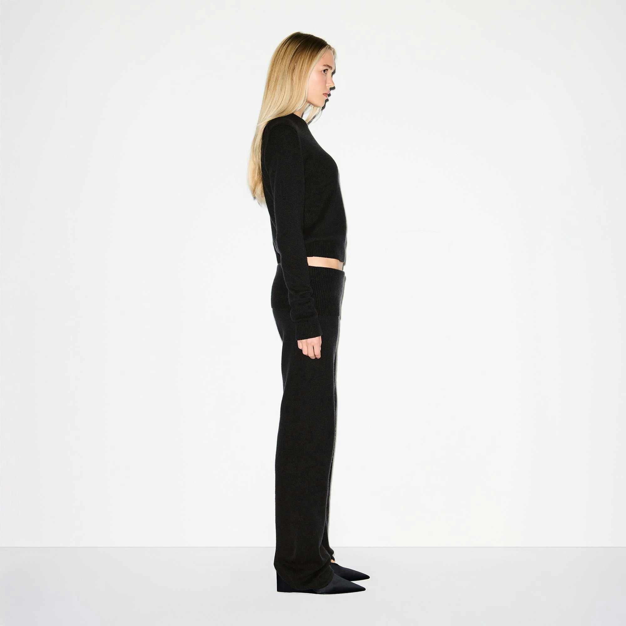 Skims Wool Cashmere Foldover Pant Onyx