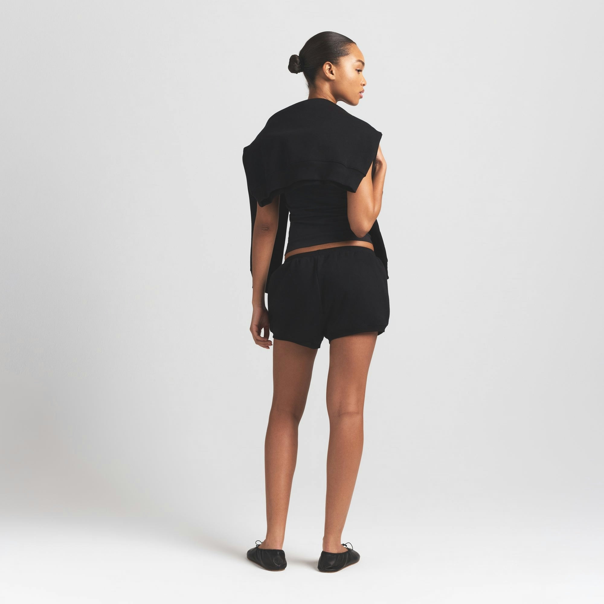 Skims Cotton Fleece Bubble Hem Short Onyx