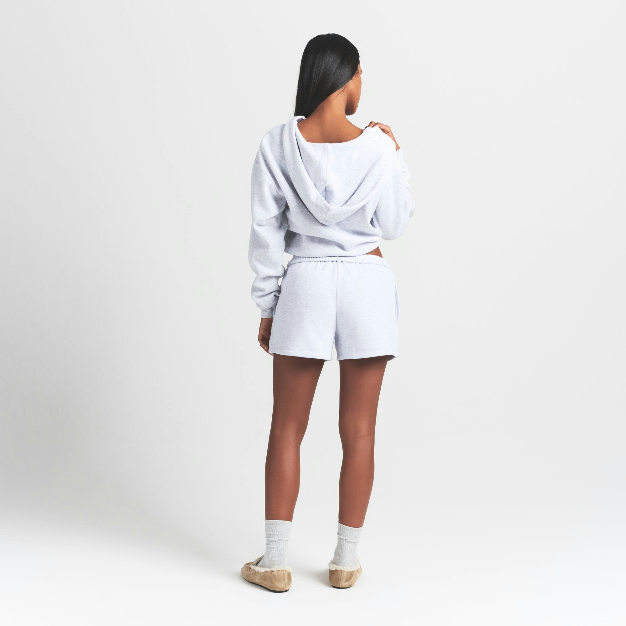 Skims Cotton Fleece Classic Short Light Heather Grey