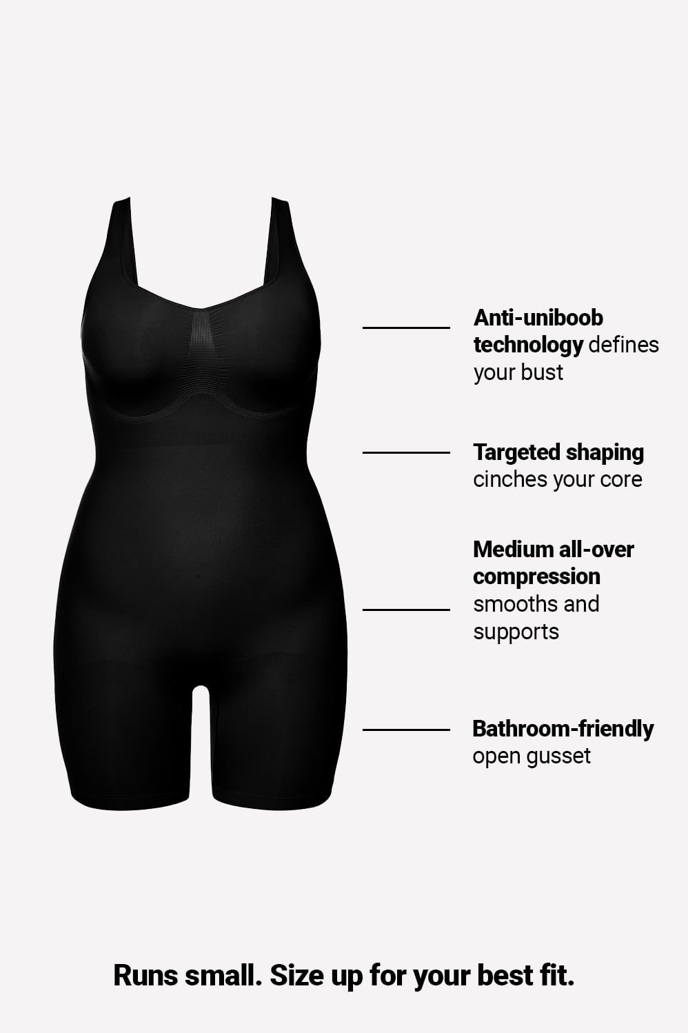 Fabletics Nearly Naked Shapewear Mid Thigh Bodysuit