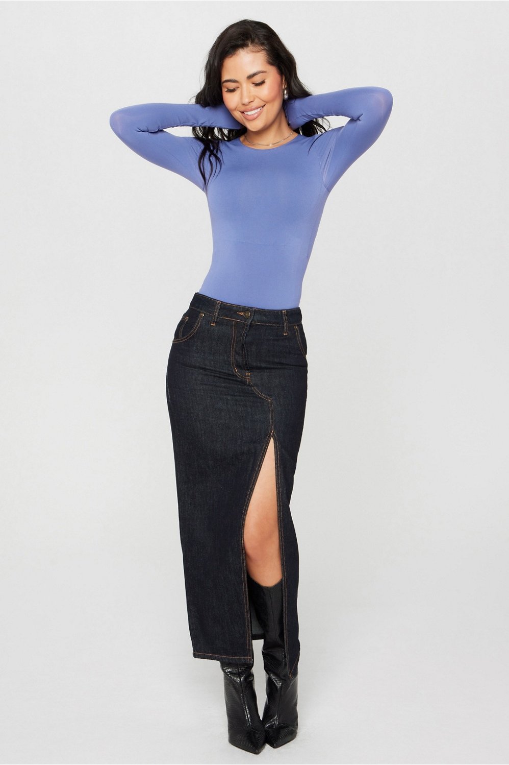 Fabletics Nearly Naked Shapewear Long Sleeve Bodysuit