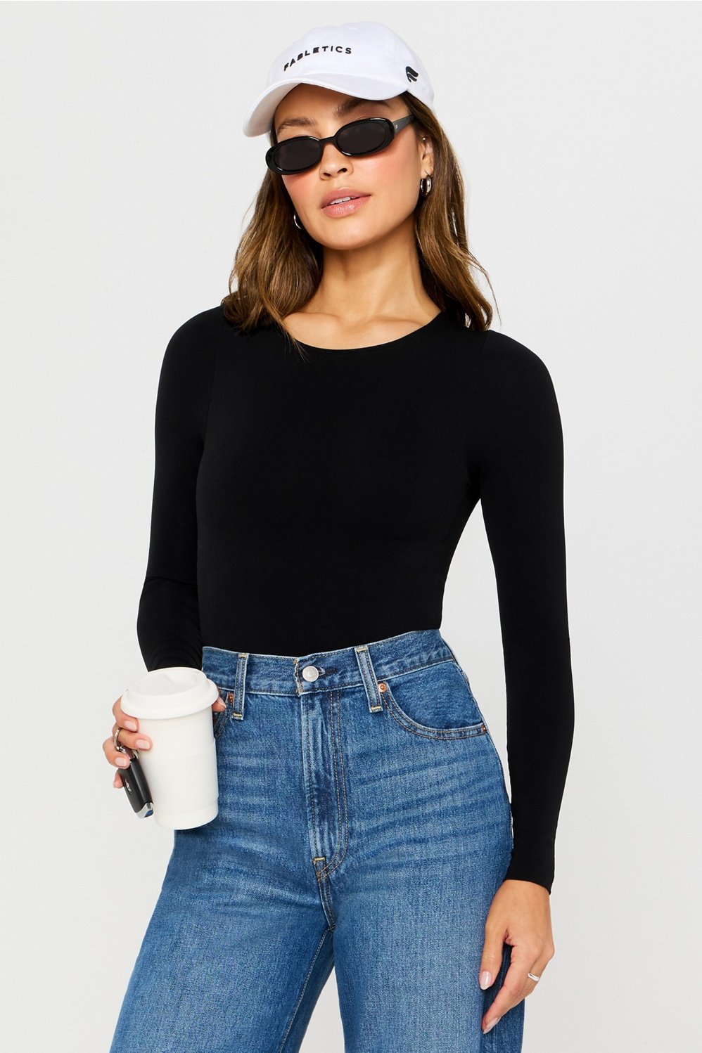 Fabletics Nearly Naked Shapewear Long Sleeve Bodysuit