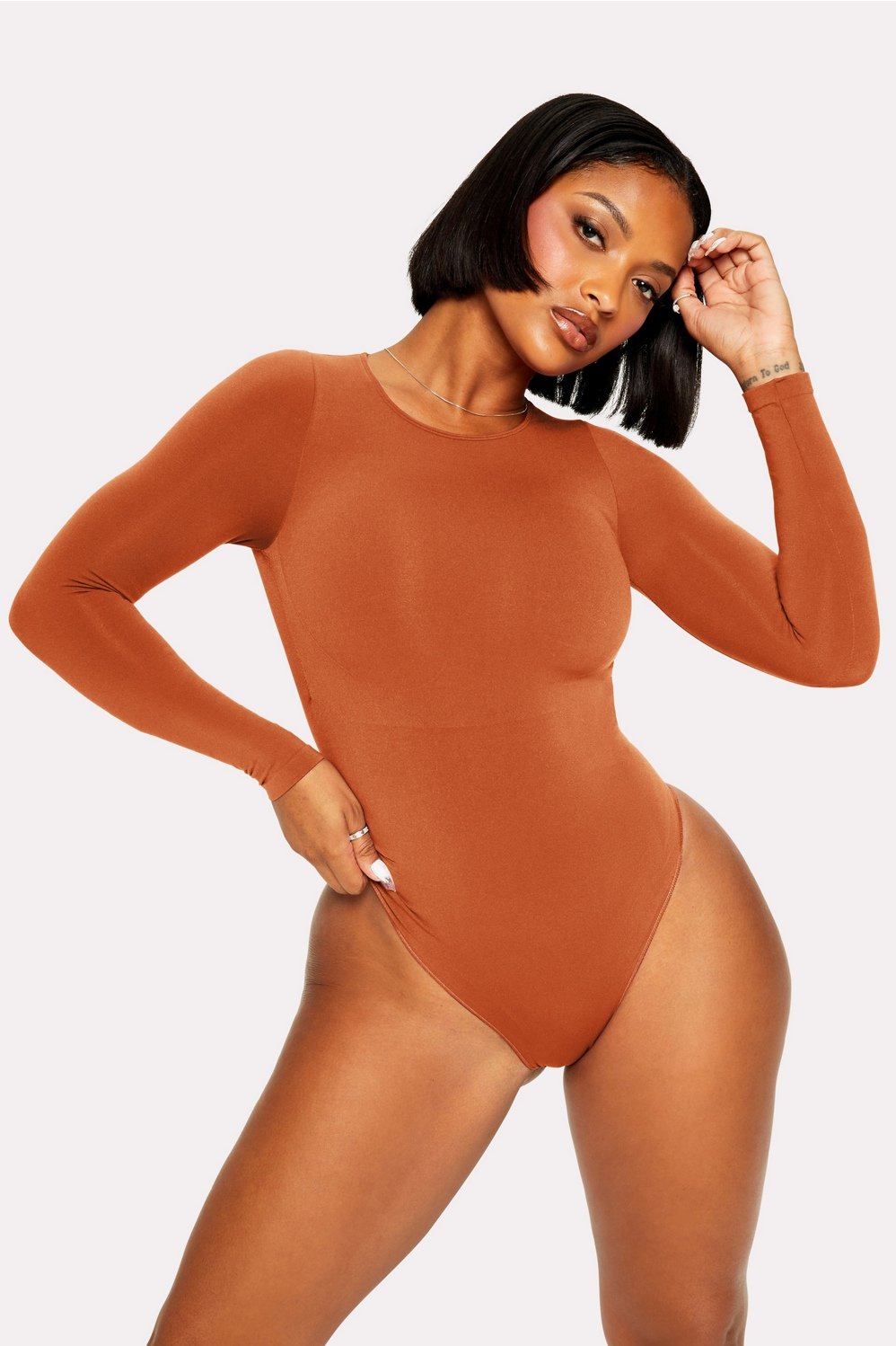 Fabletics Nearly Naked Shapewear Long Sleeve Bodysuit