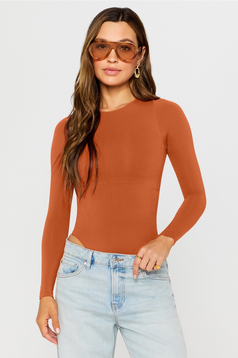 Fabletics Nearly Naked Shapewear Long Sleeve Bodysuit