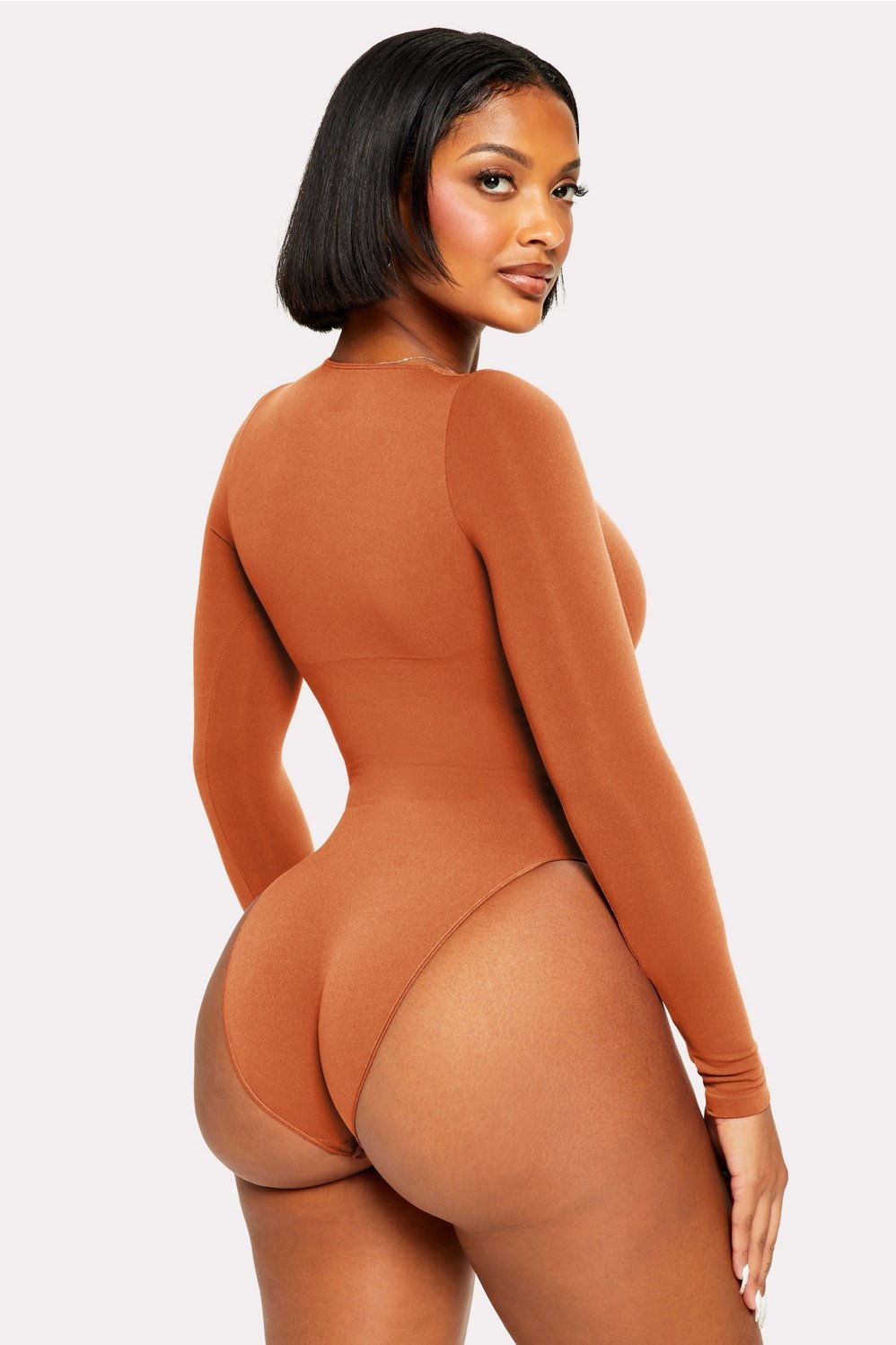 Fabletics Nearly Naked Shapewear Long Sleeve Bodysuit