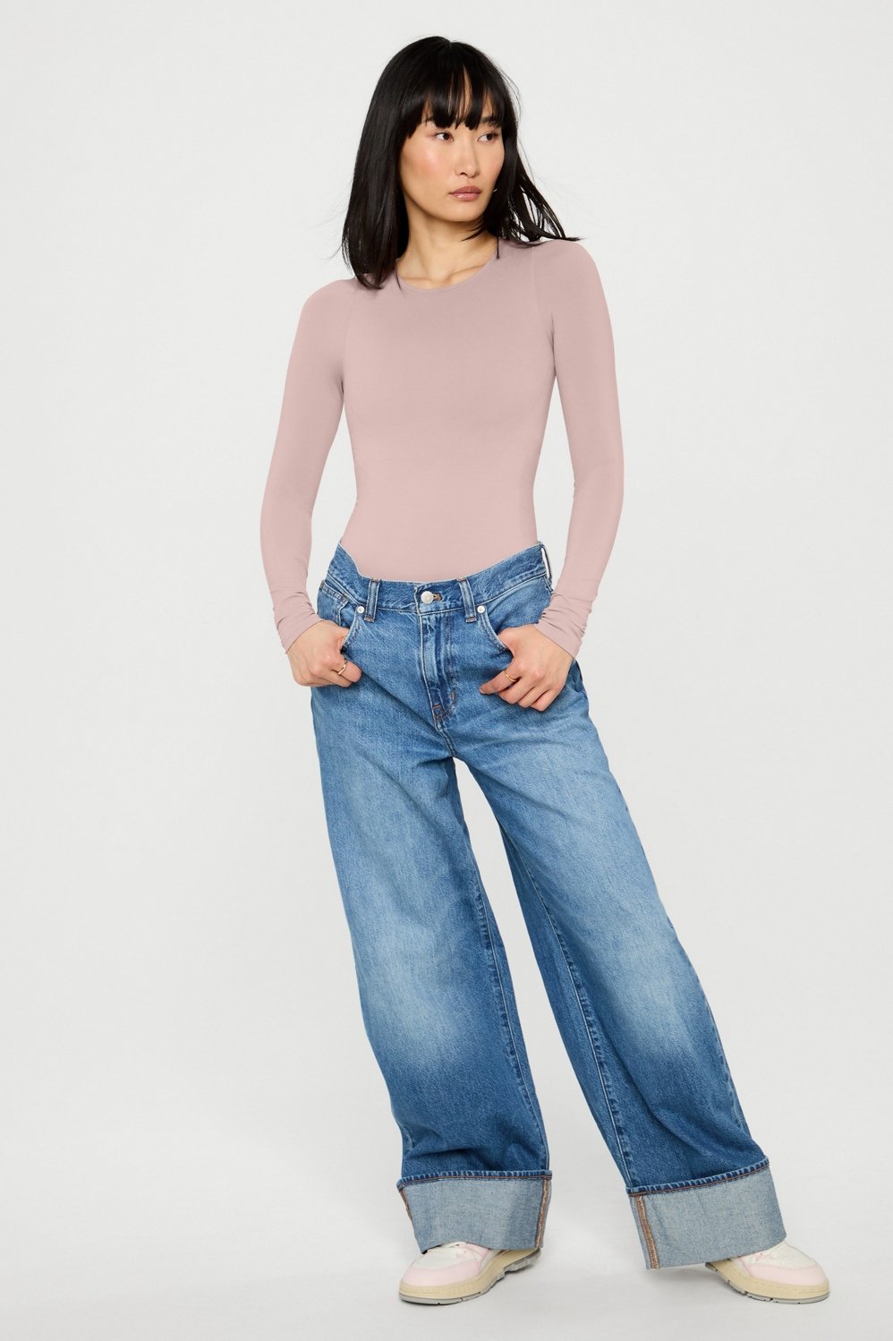 Fabletics Nearly Naked Shapewear Long Sleeve Bodysuit