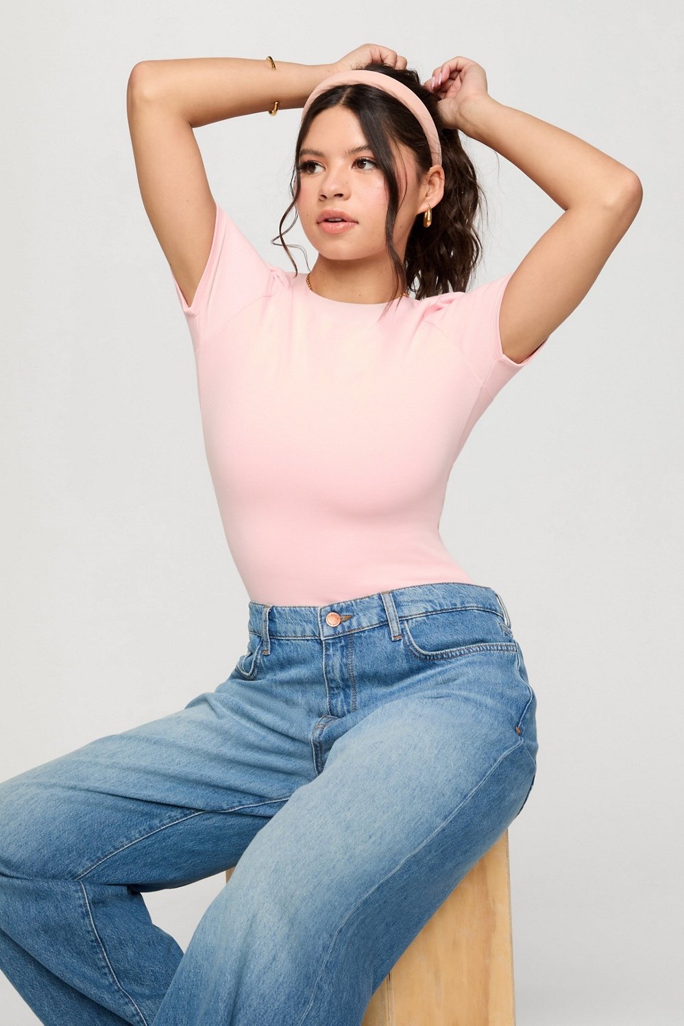 Fabletics Snug Cotton Short Sleeve Brief Bodysuit