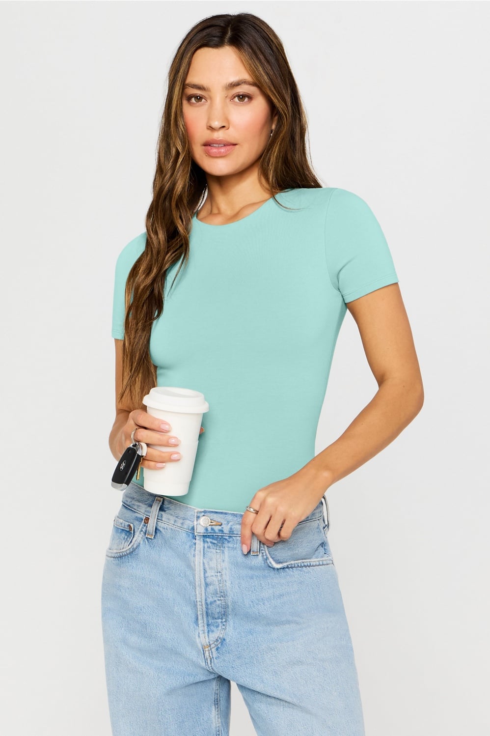 Fabletics Snug Cotton Short Sleeve Brief Bodysuit
