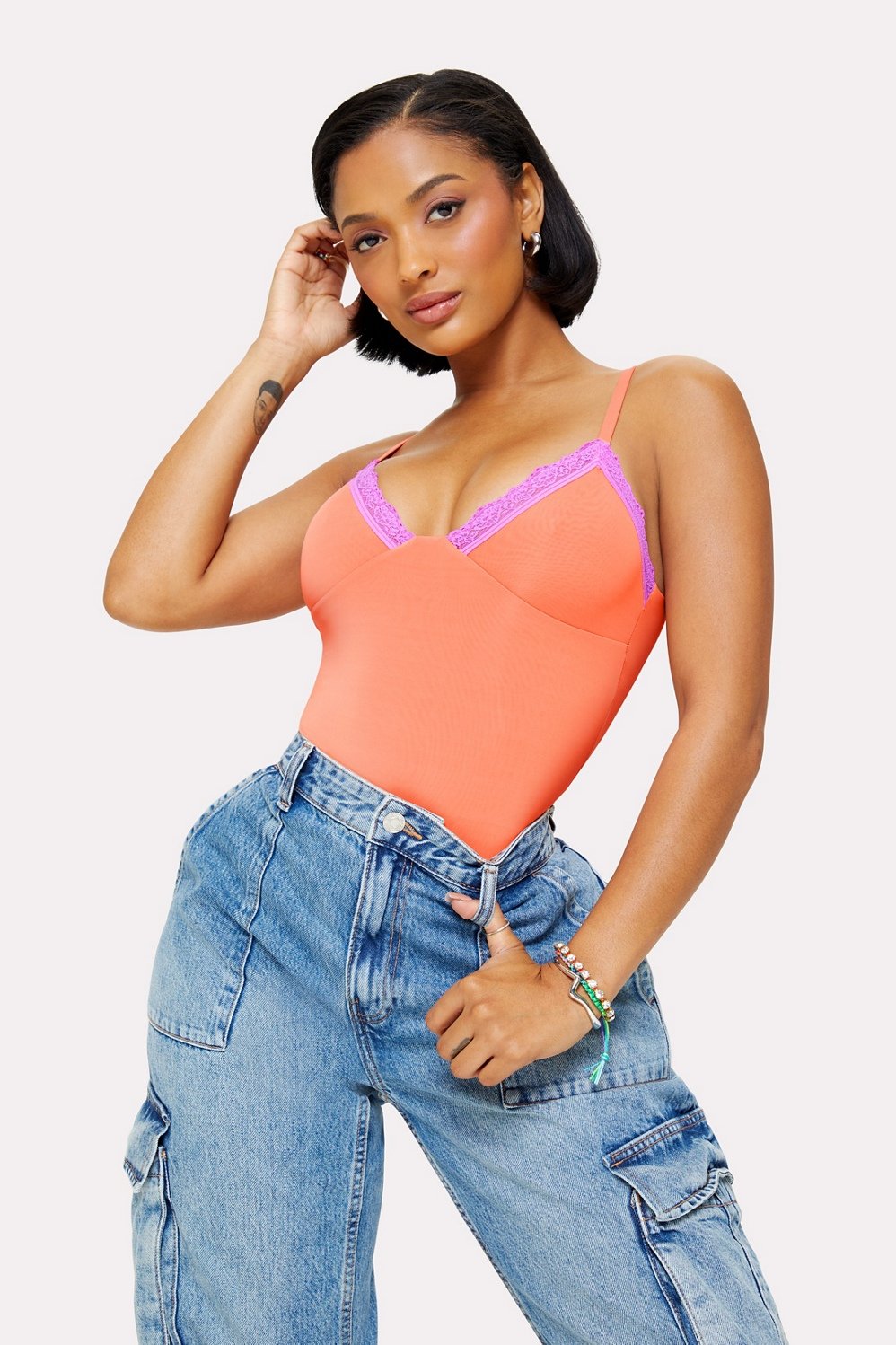 Fabletics Smoothed Reality Lace Brief Bodysuit