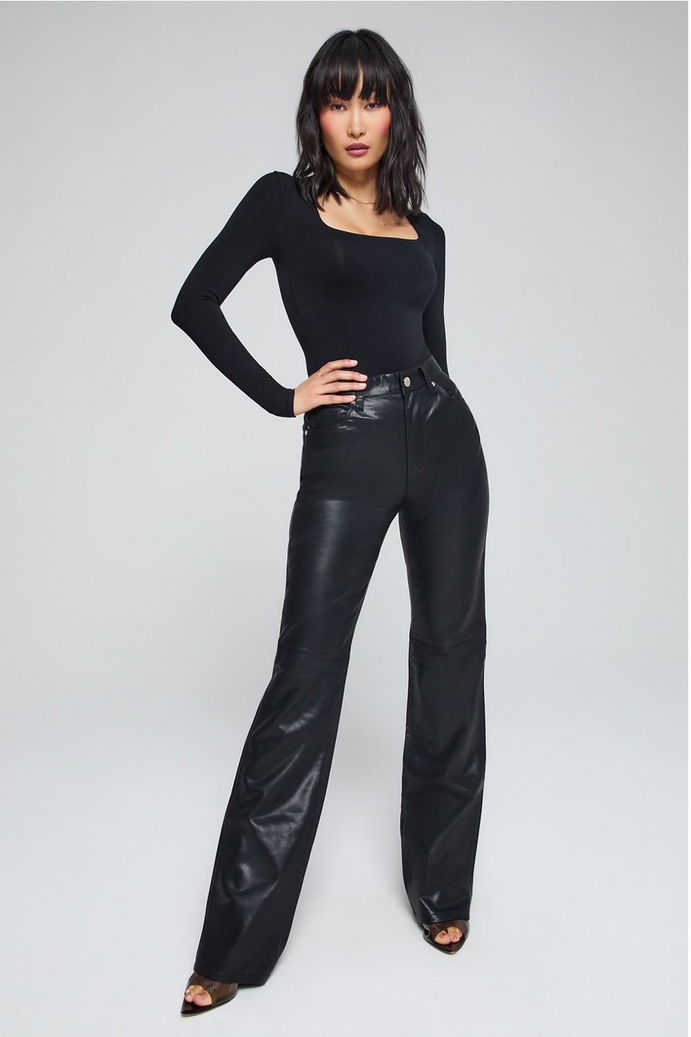 Fabletics Nearly Naked Shapewear Square Neck Long Sleeve Bodysuit