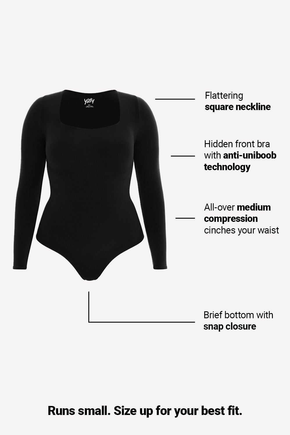 Fabletics Nearly Naked Shapewear Square Neck Long Sleeve Bodysuit