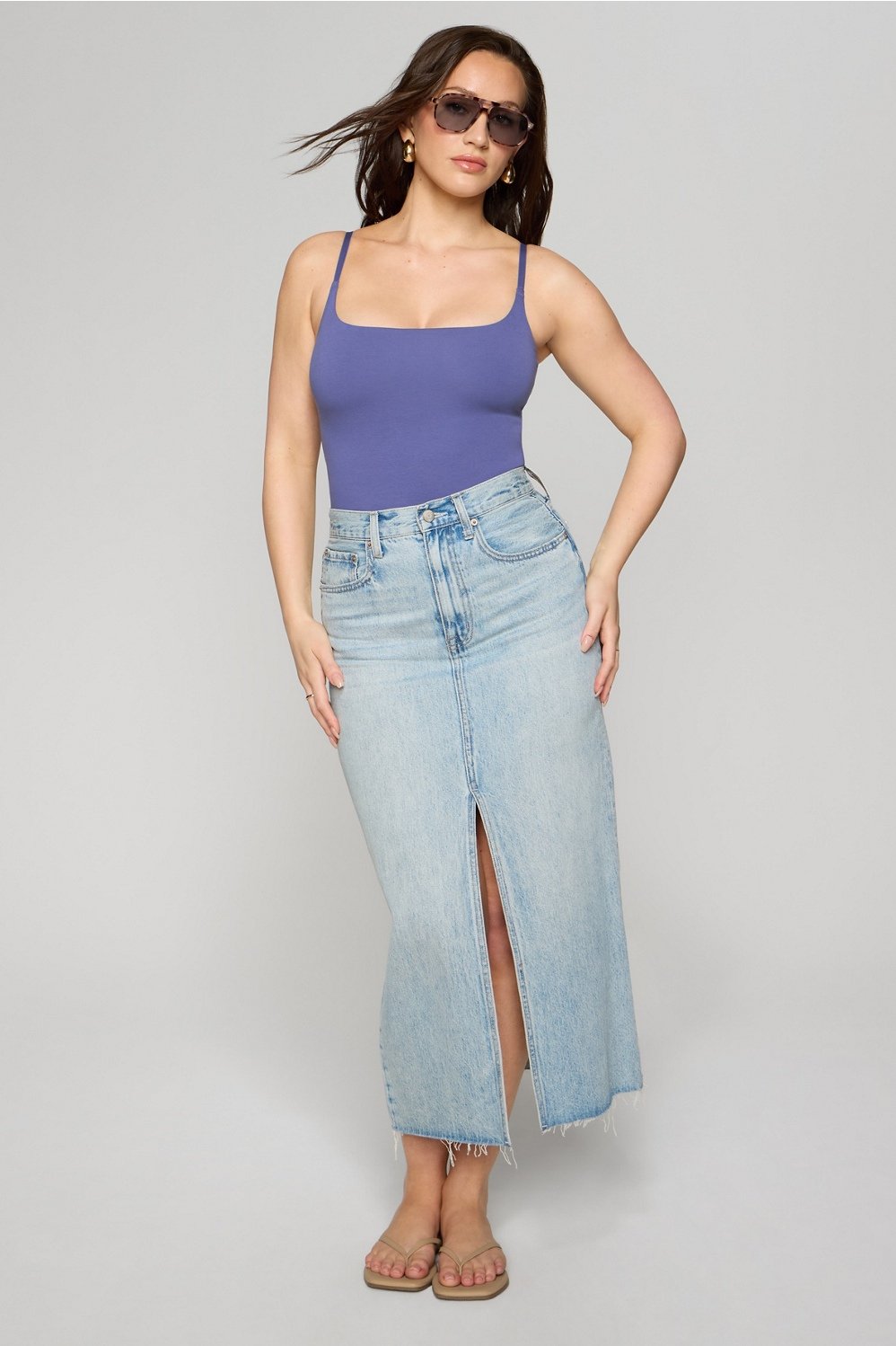 Fabletics Snug Cotton Strappy Thong Bodysuit
