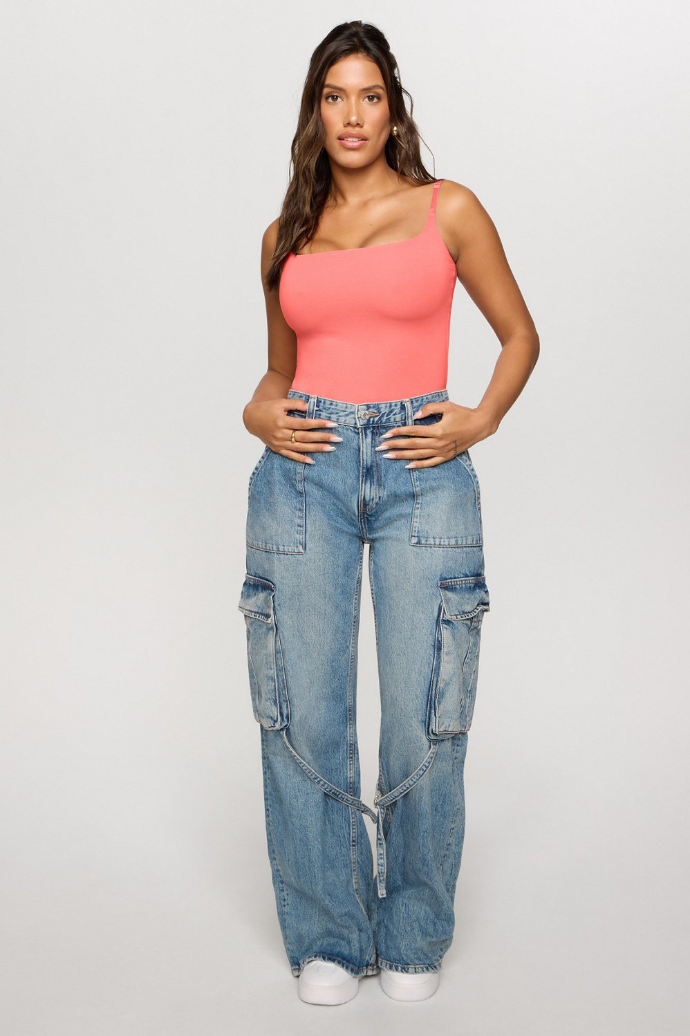 Fabletics Snug Cotton Strappy Thong Bodysuit