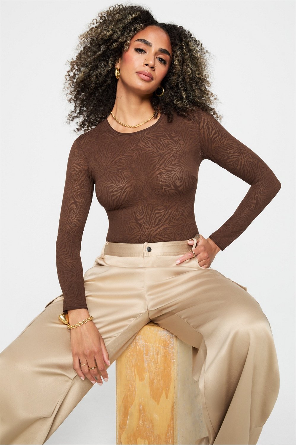 Fabletics Hot Mesh Long Sleeve Bodysuit
