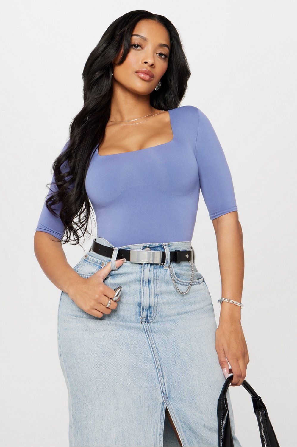 Fabletics Nearly Naked Shapewear 3/4 Sleeve Bodysuit