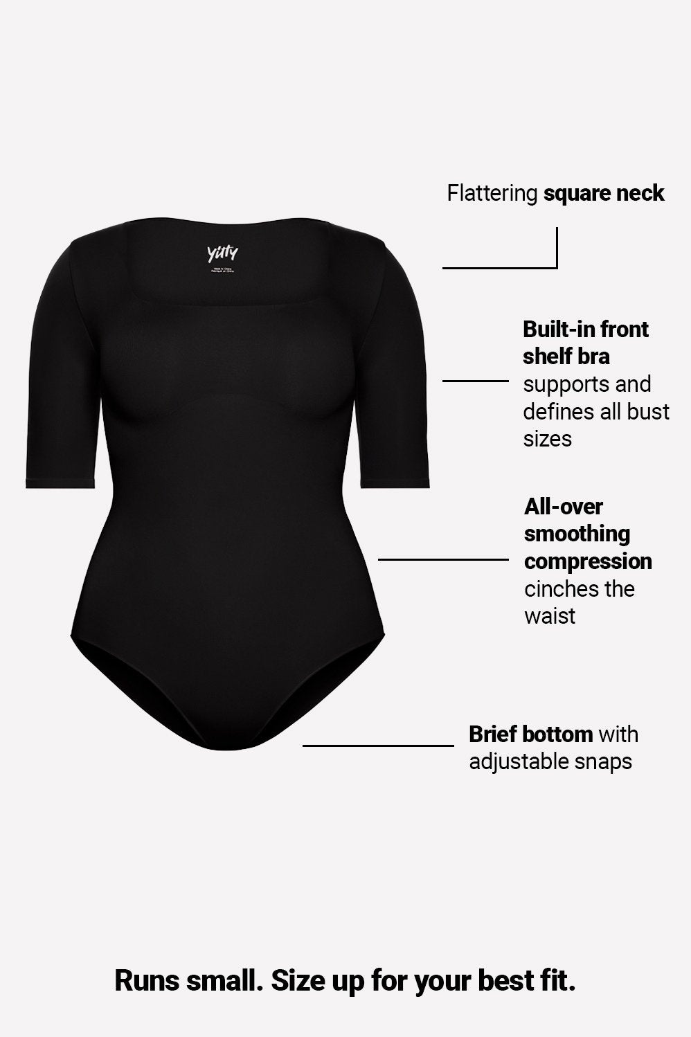 Fabletics Nearly Naked Shapewear 3/4 Sleeve Bodysuit