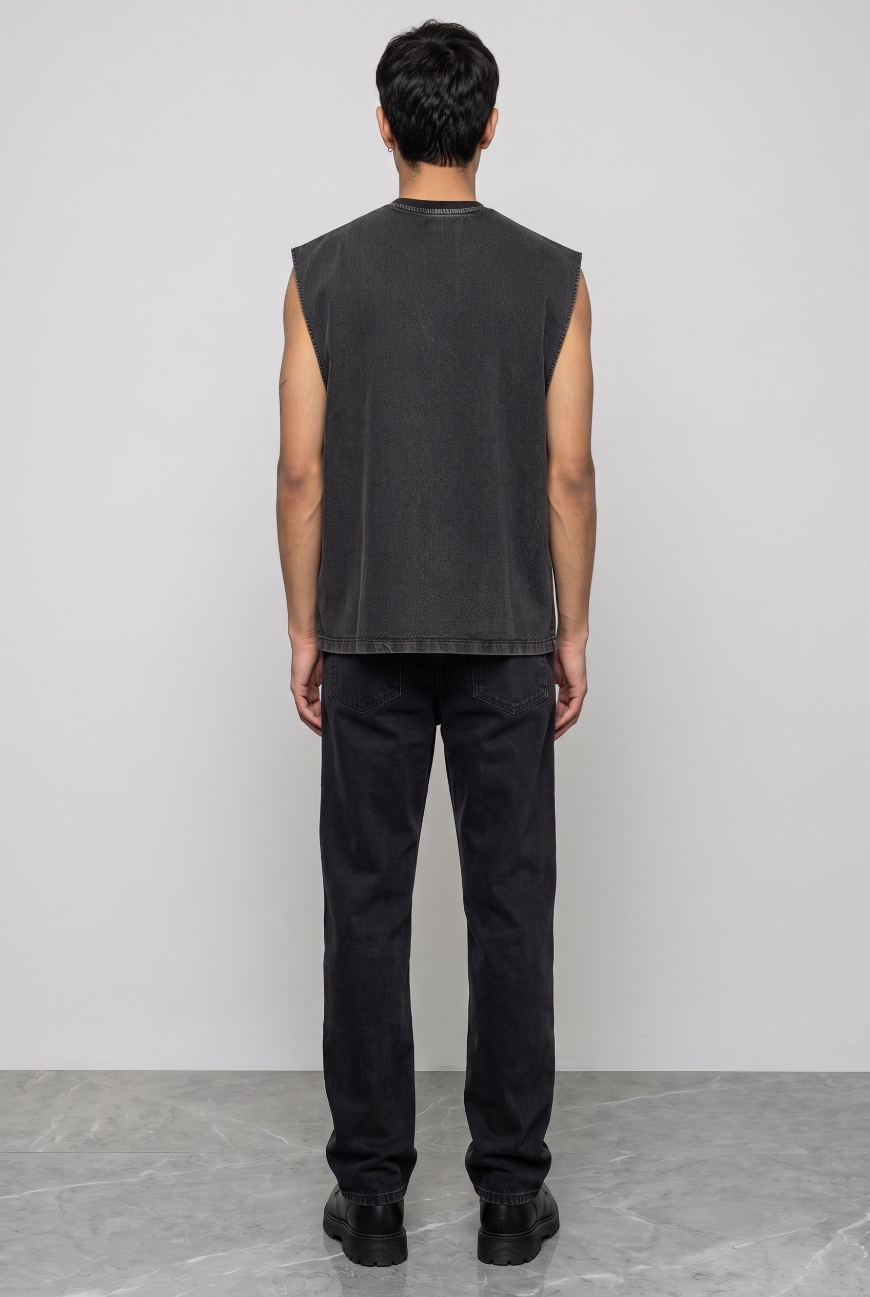 BLACK DENIM MEN'S TANK TOP