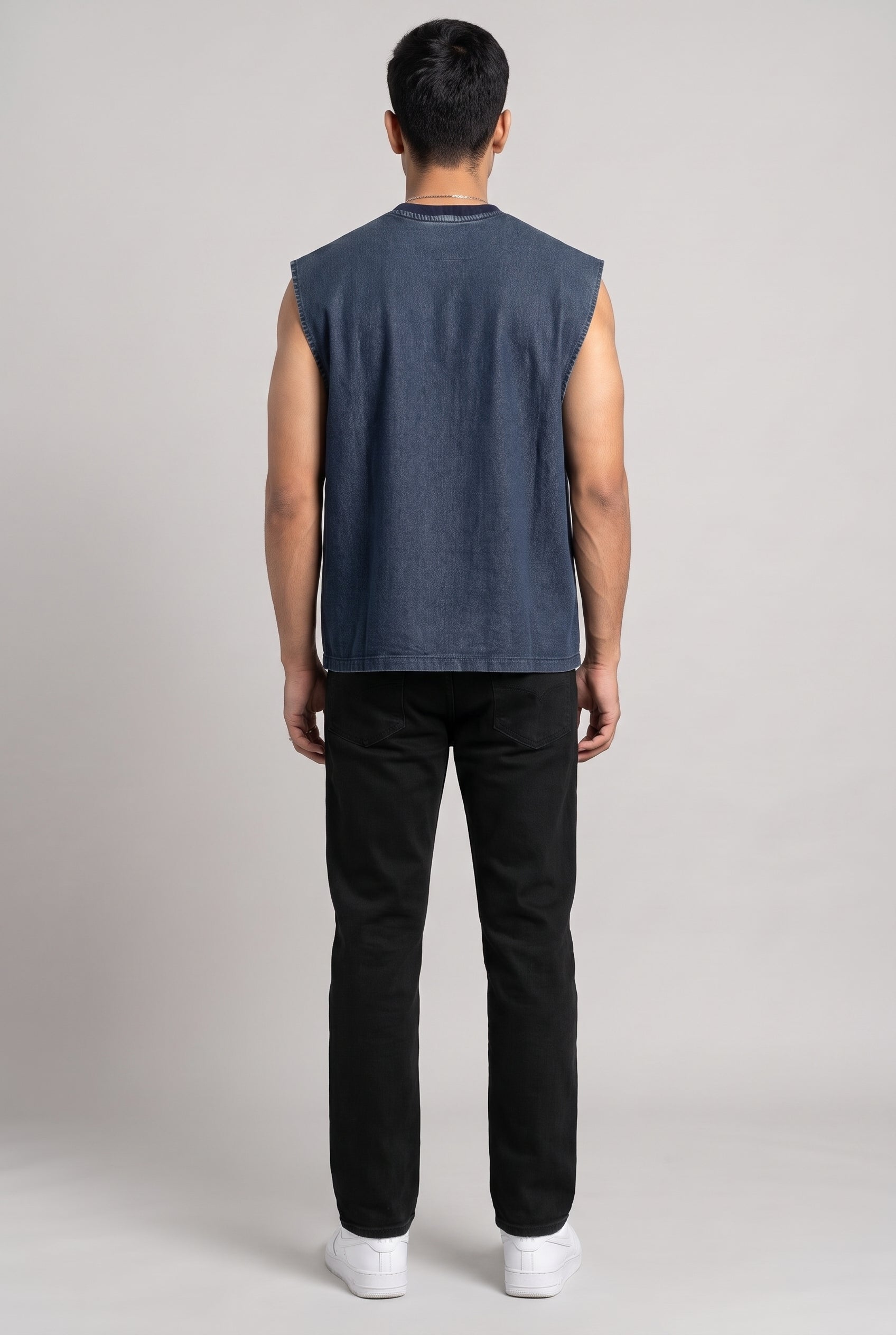 BLUE DENIM MEN'S TANK TOP
