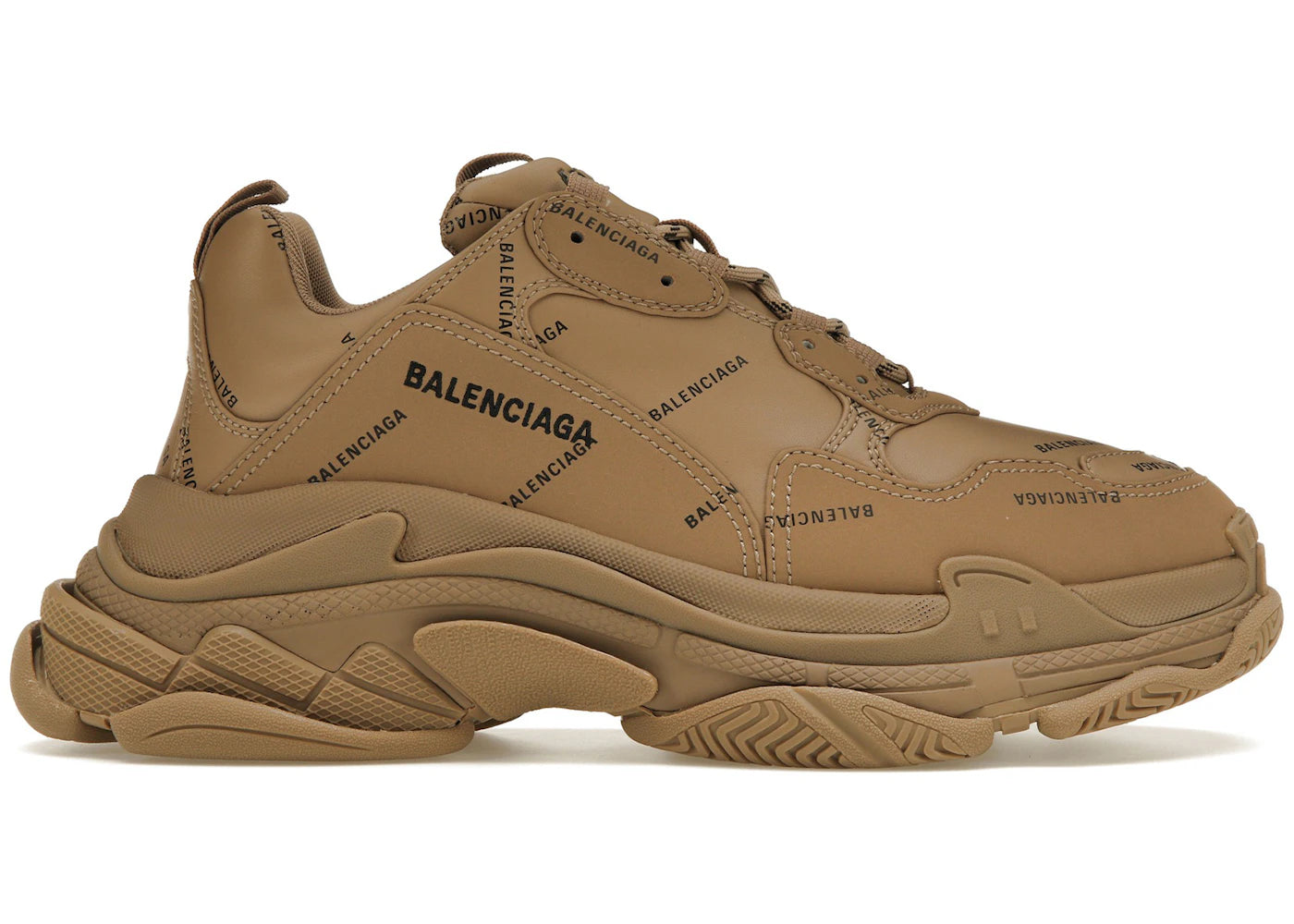 Balenciaga All Over Logo Triple S Beige