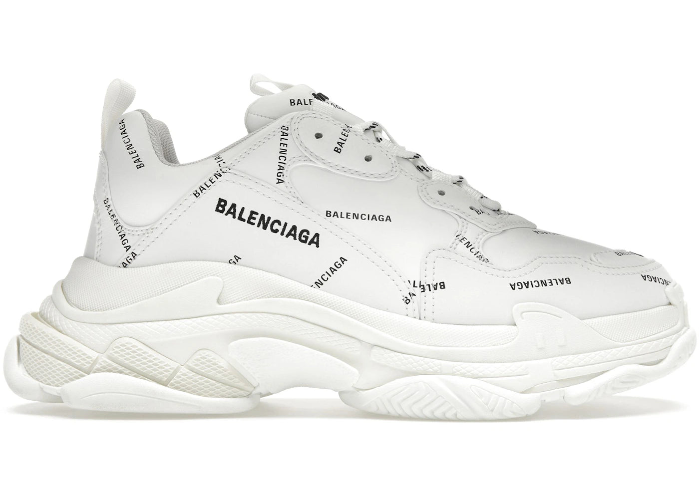 balenciaga all over logo triple s white black