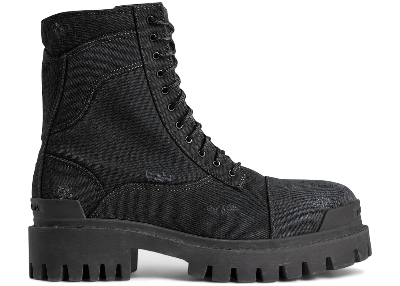 Balenciaga Combat Strike Boot Black Cotton Canvas