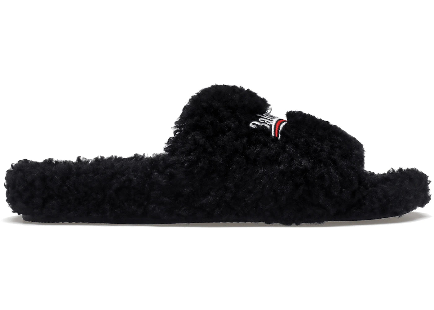 balenciaga furry slide black white (women's)
