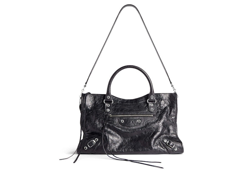 Balenciaga Le City Medium Bag In Black Arena Lambskin Shiny