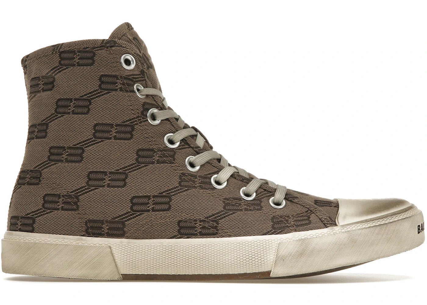 balenciaga paris high top bb monogram dark beige brown