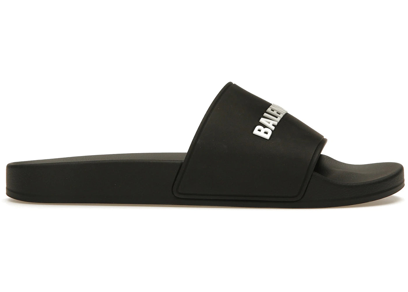 balenciaga pool slide black white