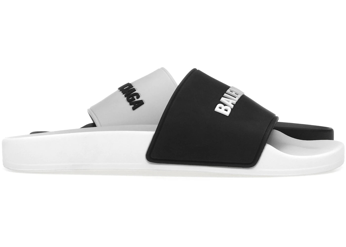balenciaga pool slides white black (women's)