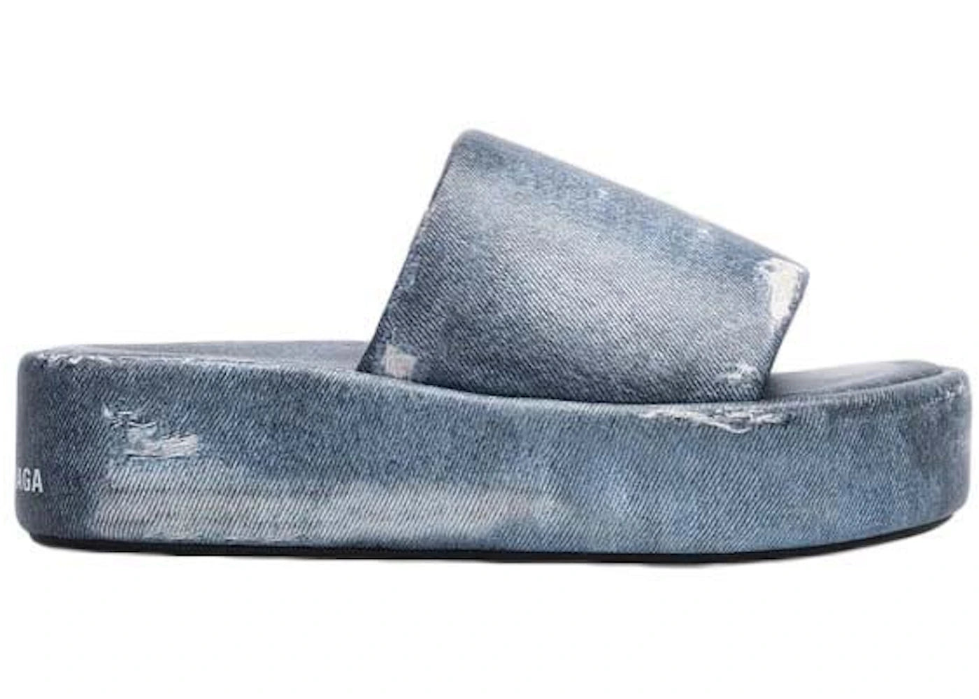 balenciaga rise printed leather slippers blue (women's)