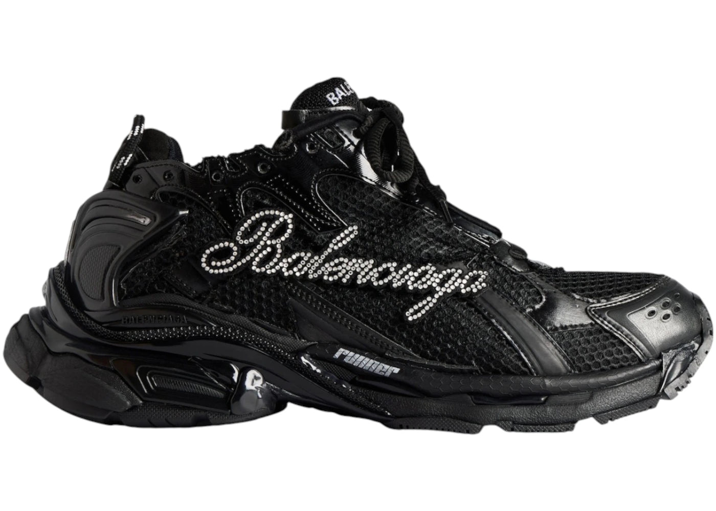 balenciaga runner black rhinestone