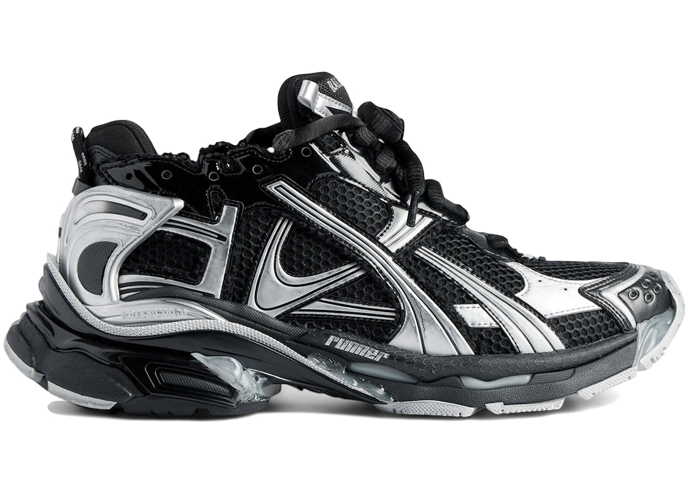 balenciaga runner black silver