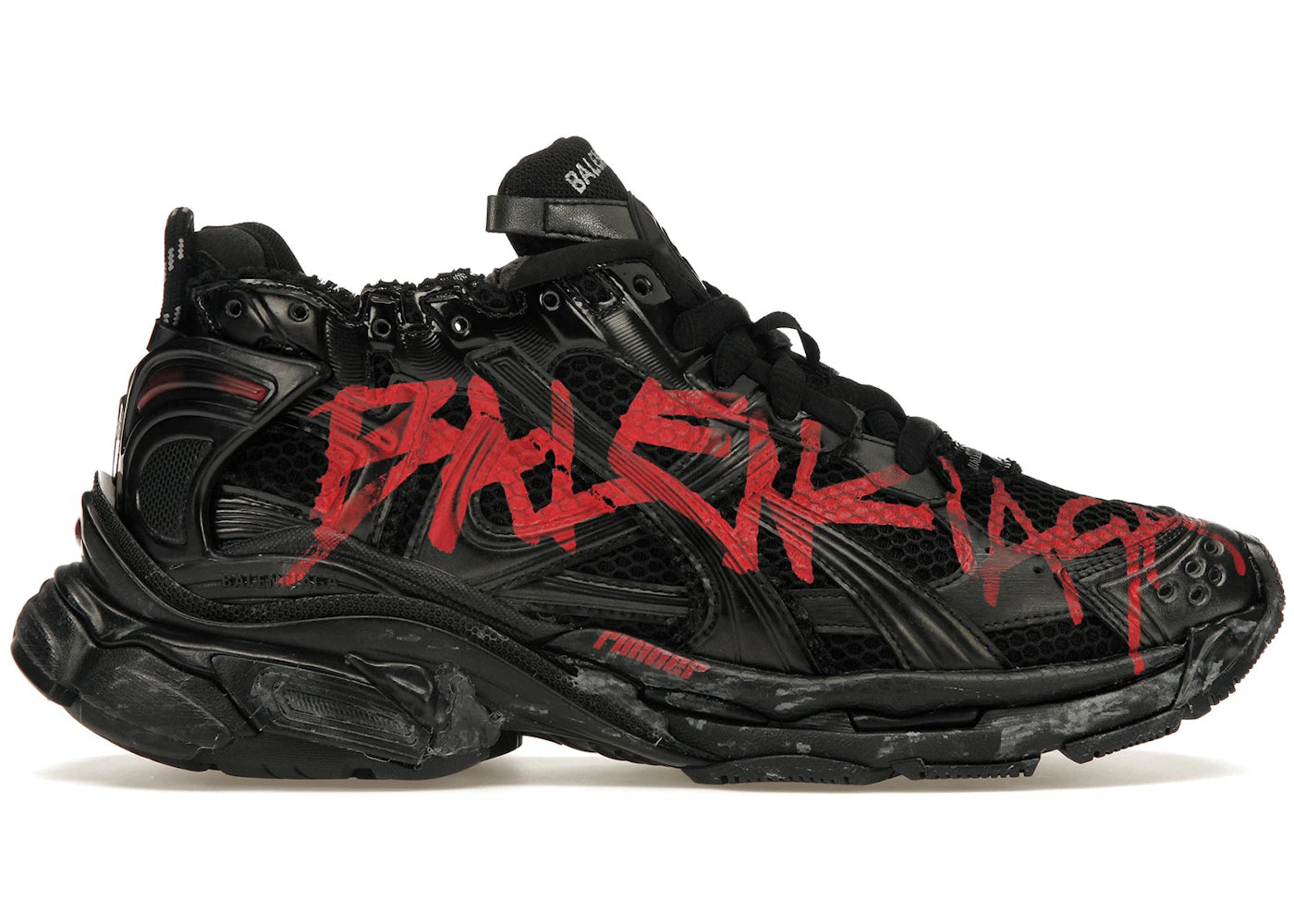 balenciaga runner graffiti black red