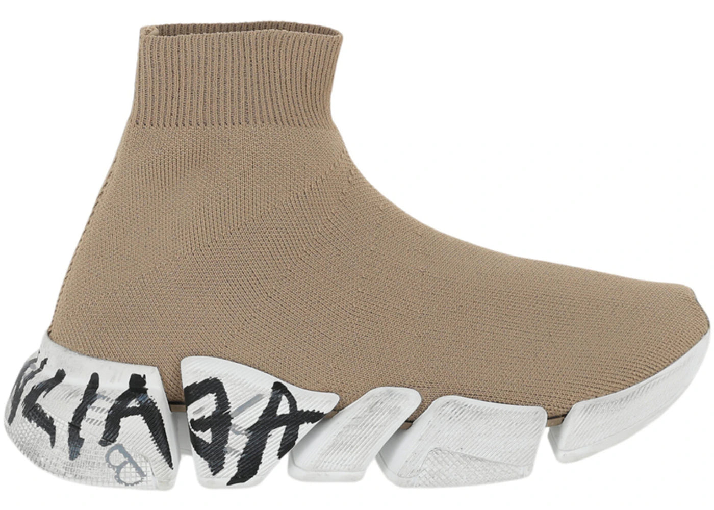 Balenciaga Speed 2.0 Graffiti Knit Dark Beige White Black (Women'S)