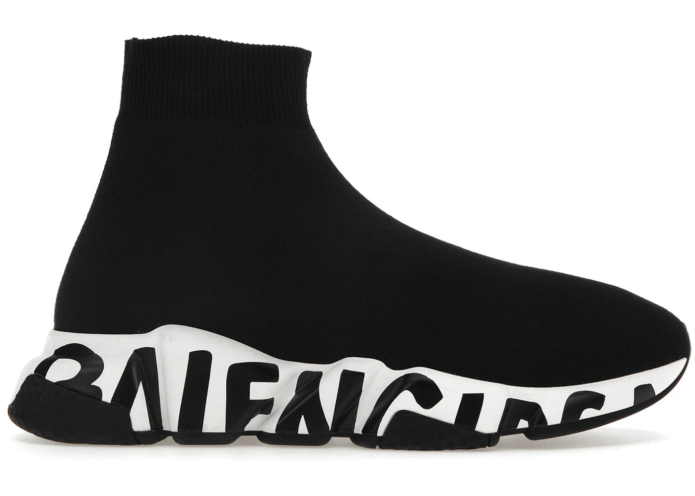 Balenciaga Speed Graffiti Trainers White Black Logo (Women'S)
