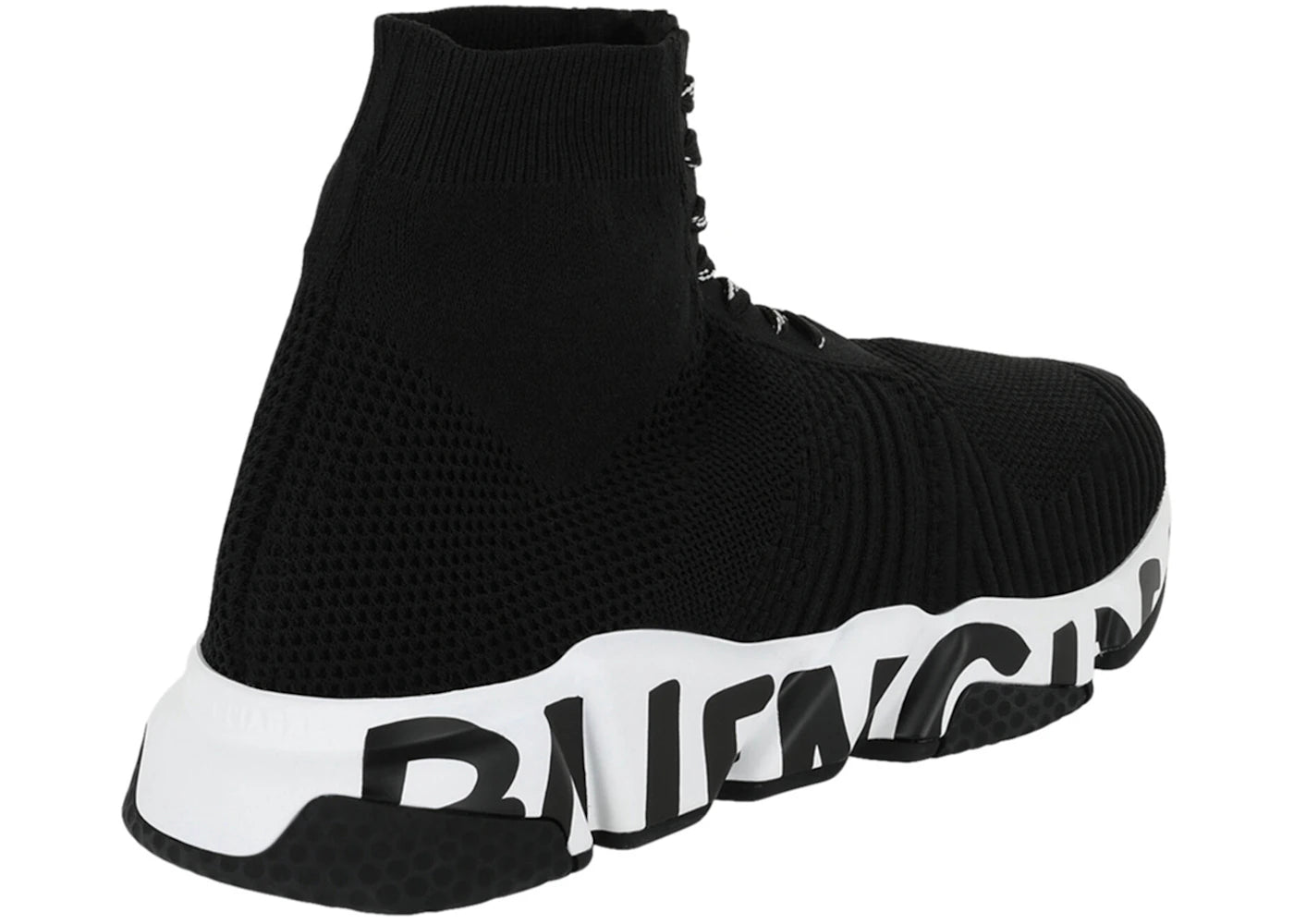 Balenciaga Speed Lace Up Graffiti Recycled Knit Graffiti Black White