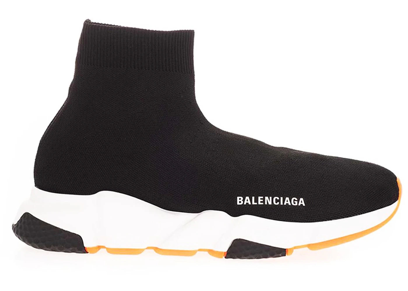balenciaga speed trainer black white orange